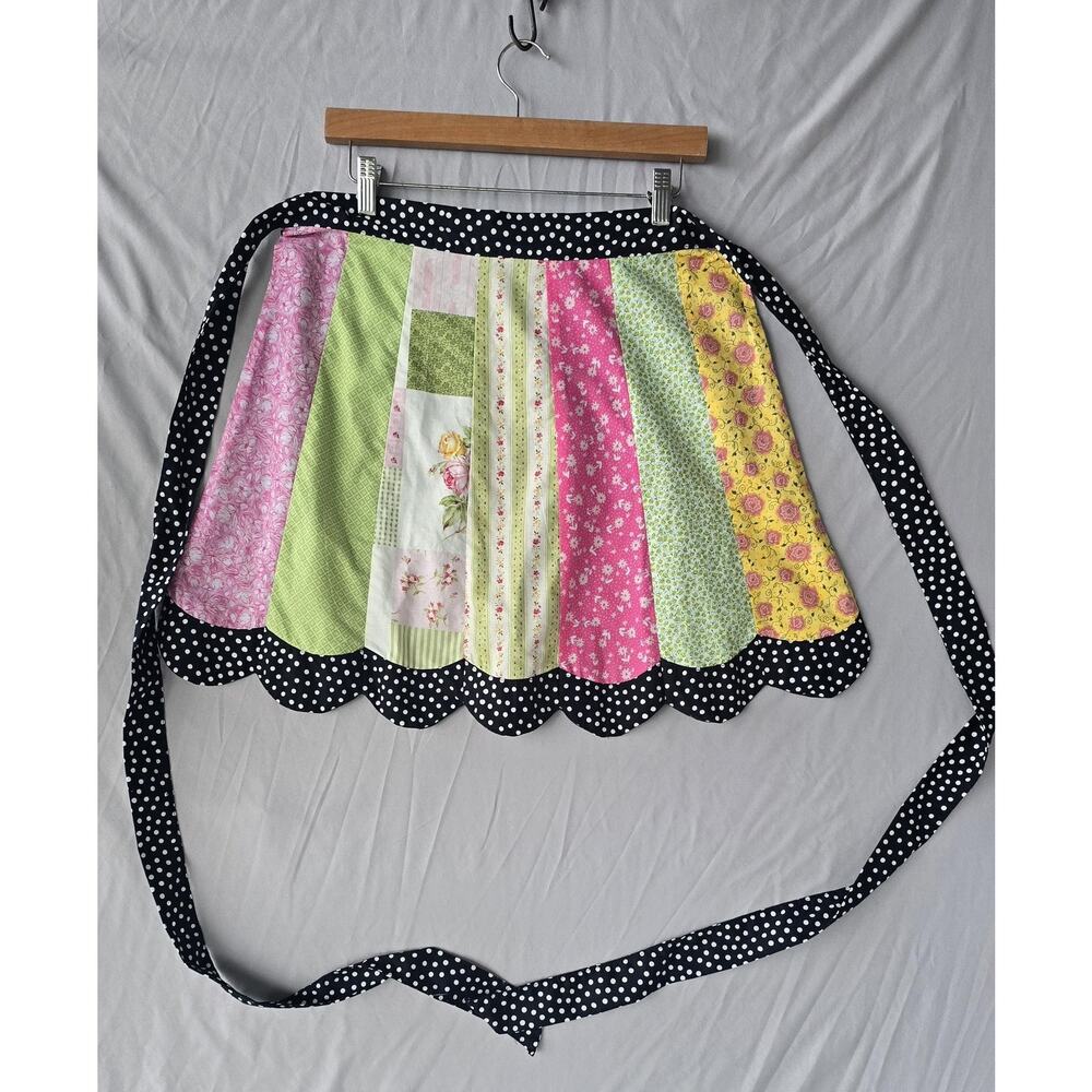 Handmade Patchwork Waist Apron Multicolor One Size Polka Dot Kitchen Farmhouse